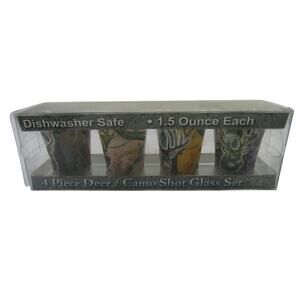 4 Piece Deer & Camo Shot Glass‎ Set  Hunting Bar Drinks Outdoor